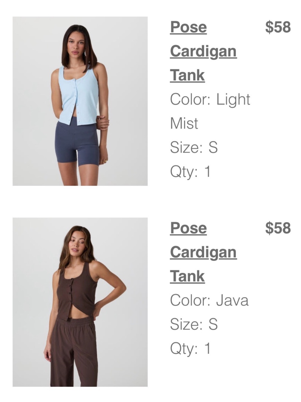 Vuori pose cardigan button down tank tops - Picture 5 of 5